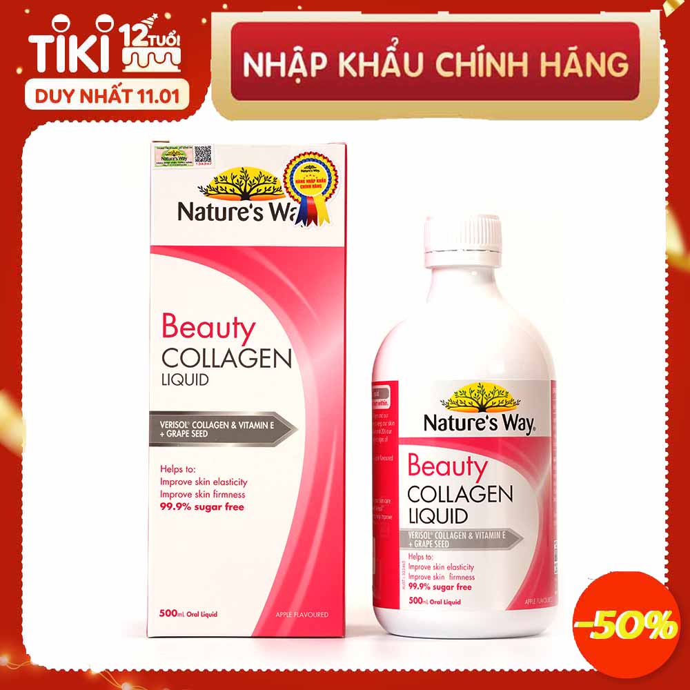 Collagen Thủy Phân Dạng Nước Nature's Way Beauty Liquid Bổ Sung Dưỡng Chất Chăm Sóc Làn Da Trắng Sáng 500ml