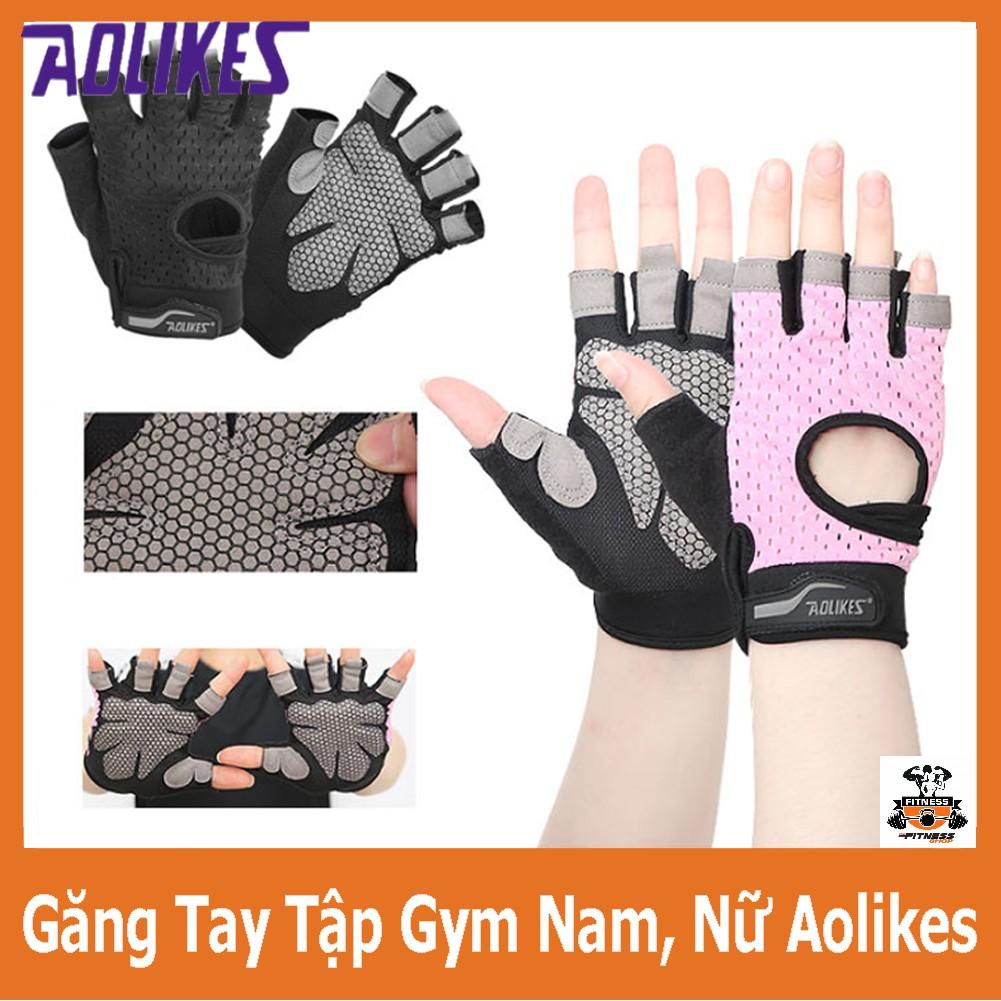 Găng tay AOLIKES nam, nữ tập gym Aolikes, mặt sau lưới thoáng