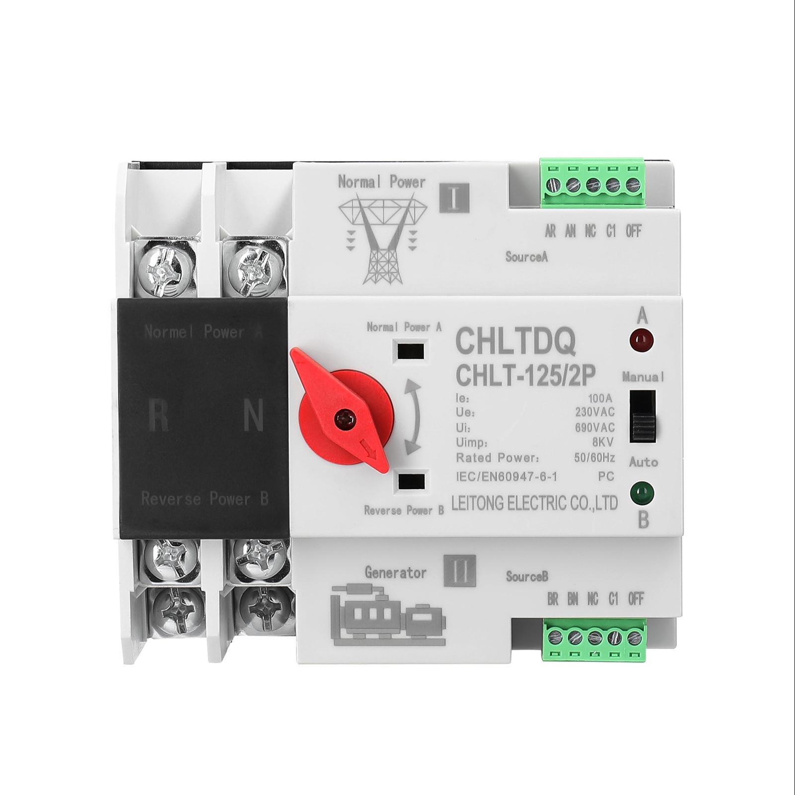 Compact Automatic Transfer Switch Electrical Selector Switches Dual Power Switch Solar Power Rail Type Household Power Transfer Switch