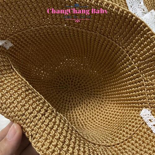 Nón handmade bé gái, mũ cho bé gái chất liệu sợi dệt cao cấp size 6 tháng đến 2 tuổi