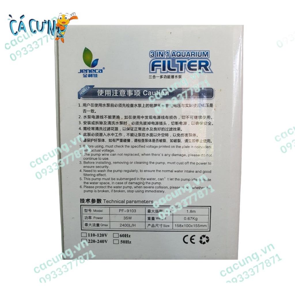 Máy bơm lọc bể cá Jeneca PF 9103 đa chức năng: bơm lọc, thổi oxy, tạo luồng nước hồ cá