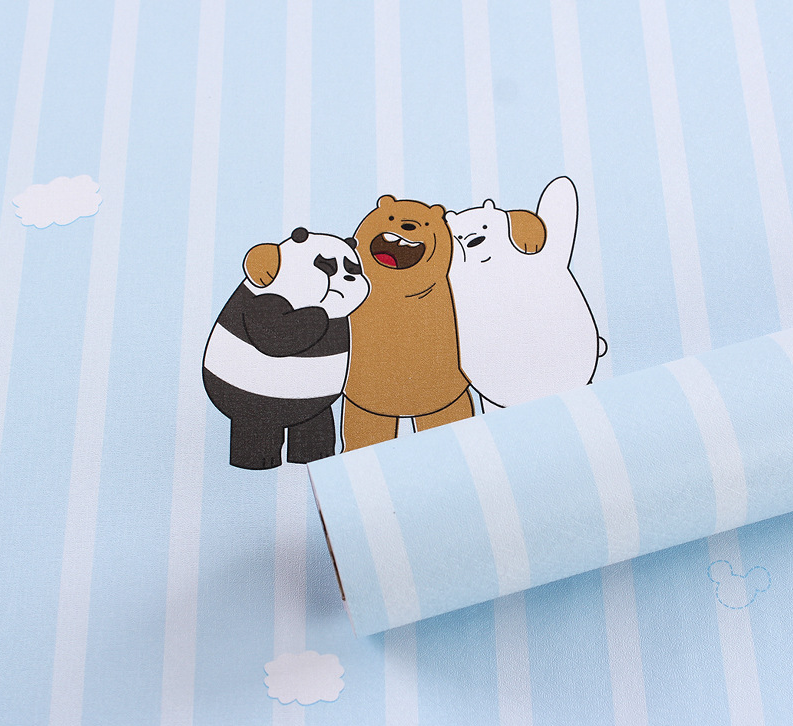 Combo 10 mét giấy dán tường, decal dán tường trang trí nhà cửa BA CHÚ GẤU khổ 45cm