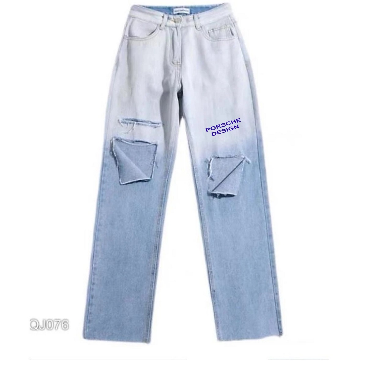 Quần jean baggy nữ loang màu cạp cao phong cách ulzzang - Quần bò baggy lưng cao loang màu rách gối