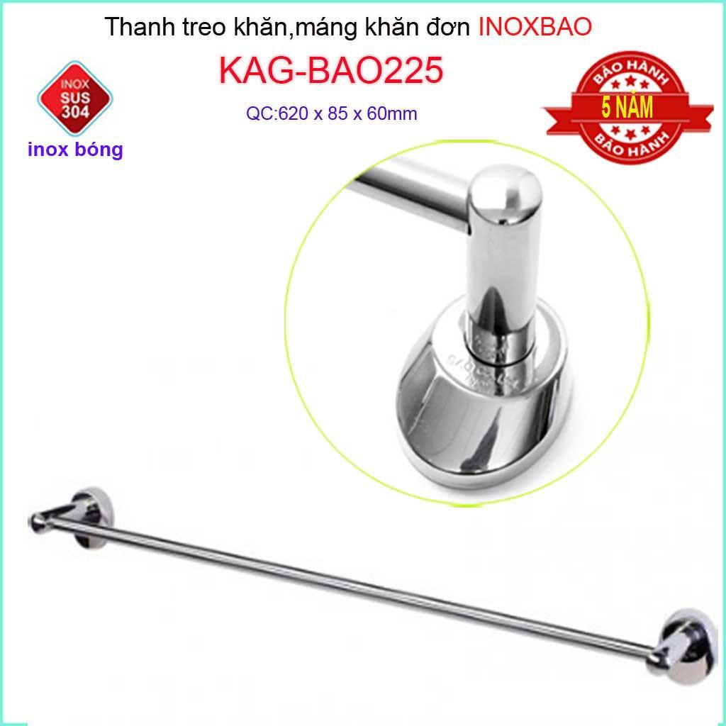 Thanh treo khăn inox Bảo KAG-BAO225, vắt khăn nhà tắm SUS304 sáng bóng cao cấp siêu bền tiện dụng