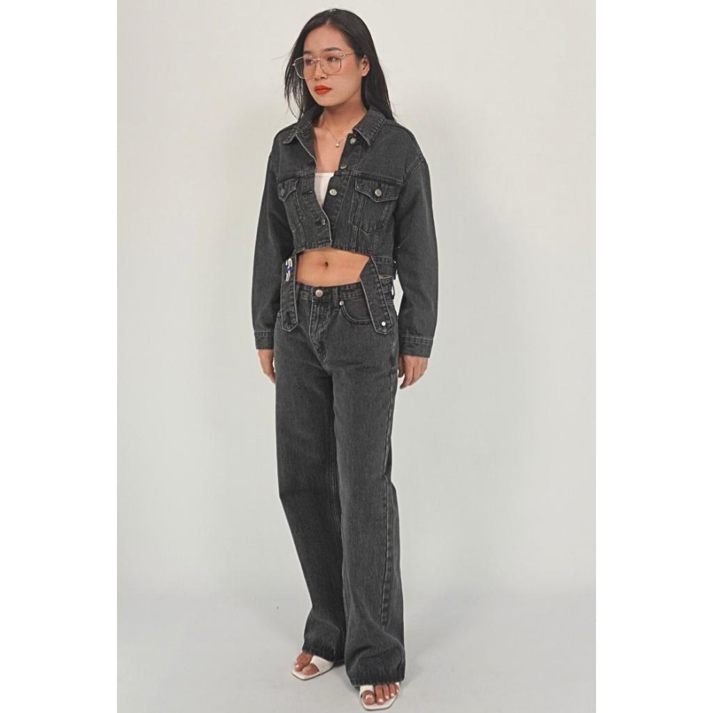 Áo khoác jean A4, áo khoác bò nữ phong cách, chất liệu cotton 100% chĩnh hãng thương hiệu Samma Jeans