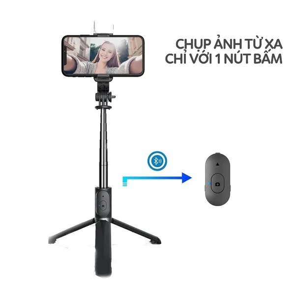 Gậy Tripod 3 Chân Selfie Stick R1S Tích Hợp Đèn Trợ Sáng Chụp Hình kèm dây sạc ( Kết Nối Bằng Bluetooth )