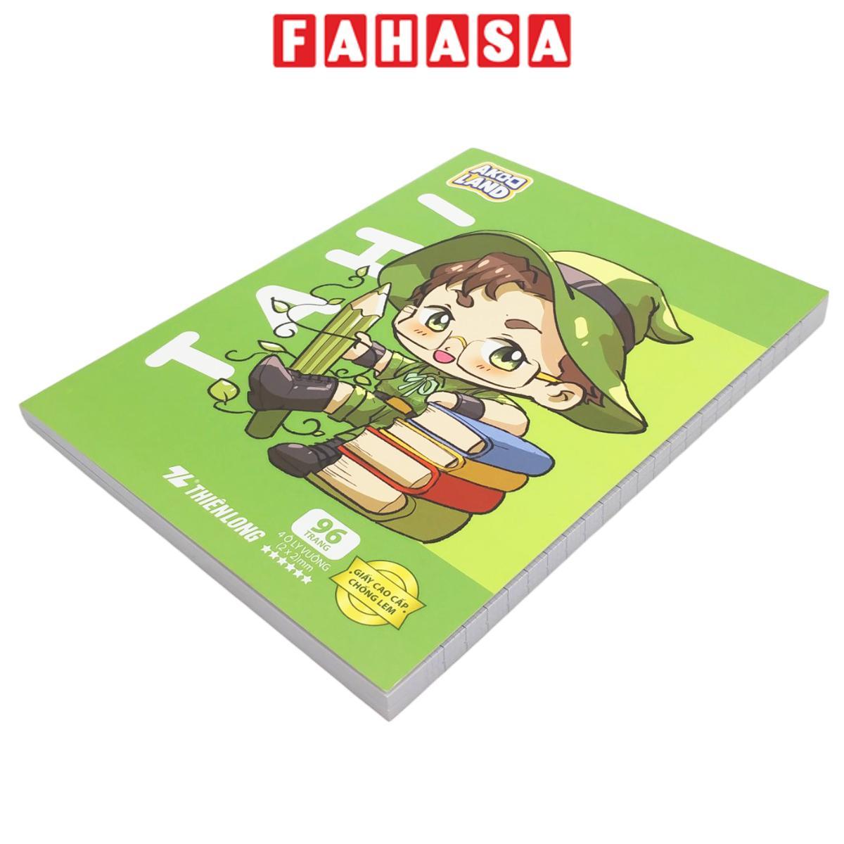 Tập Học Sinh Giấy Chống Lem - 4 Ô Ly Vuông - 96 Trang 120gsm - Thiên Long NB-121/AK - Nhân Vật Akooland Tahi