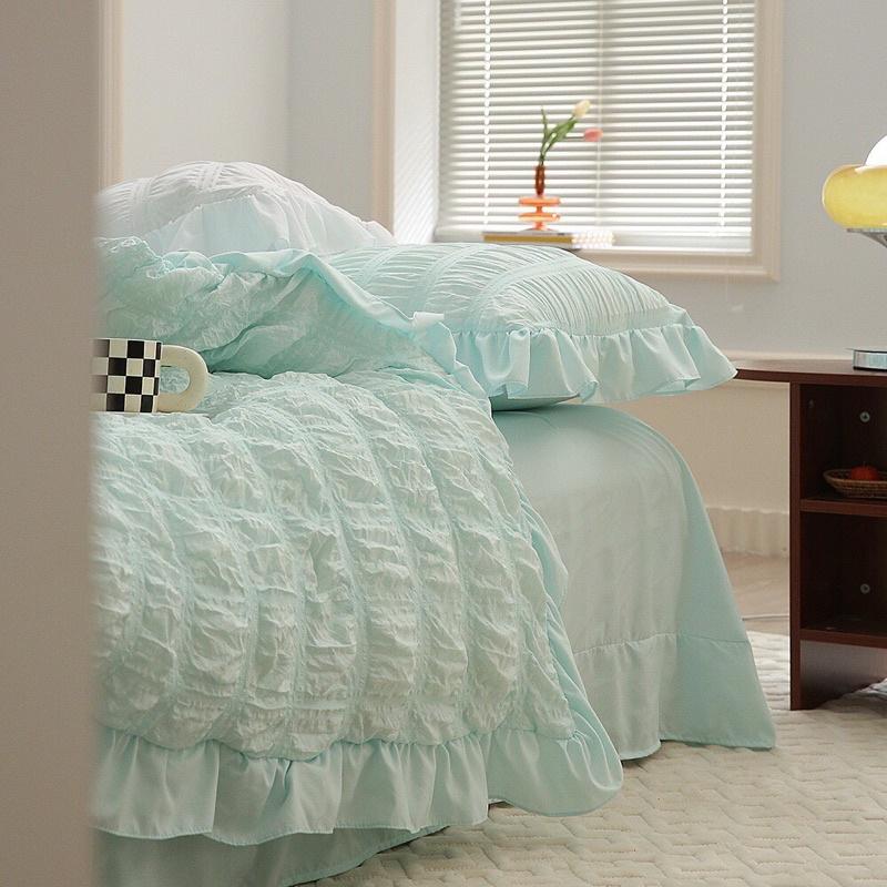 Bộ Chăn Ga Gối Cotton Đũi Bèo Độc Lạ Hàng Nhập Khẩu Cao Cấp 4 Món Vintage
