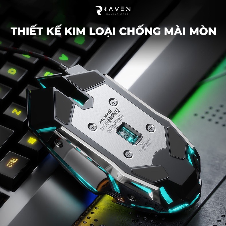 Chuột gaming có dây TEKKIN INPHIC PW2 chuột chơi game máy tính LED 12 màu, khung kim loại, 4000DPI cá tính - hàng nhập khẩu