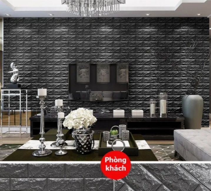 10 tấm xốp dán tường giả gạch màu xám kích thước 1 miếng, chịu lực, chịu nước và chống ẩm mốc.