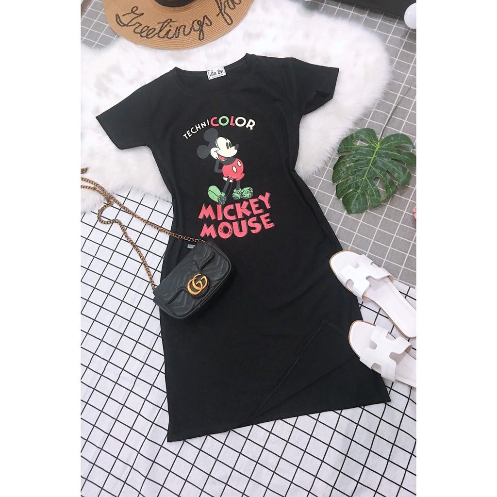 Đầm Thun Mickey From Dài Xẻ Tà mã VD372185
