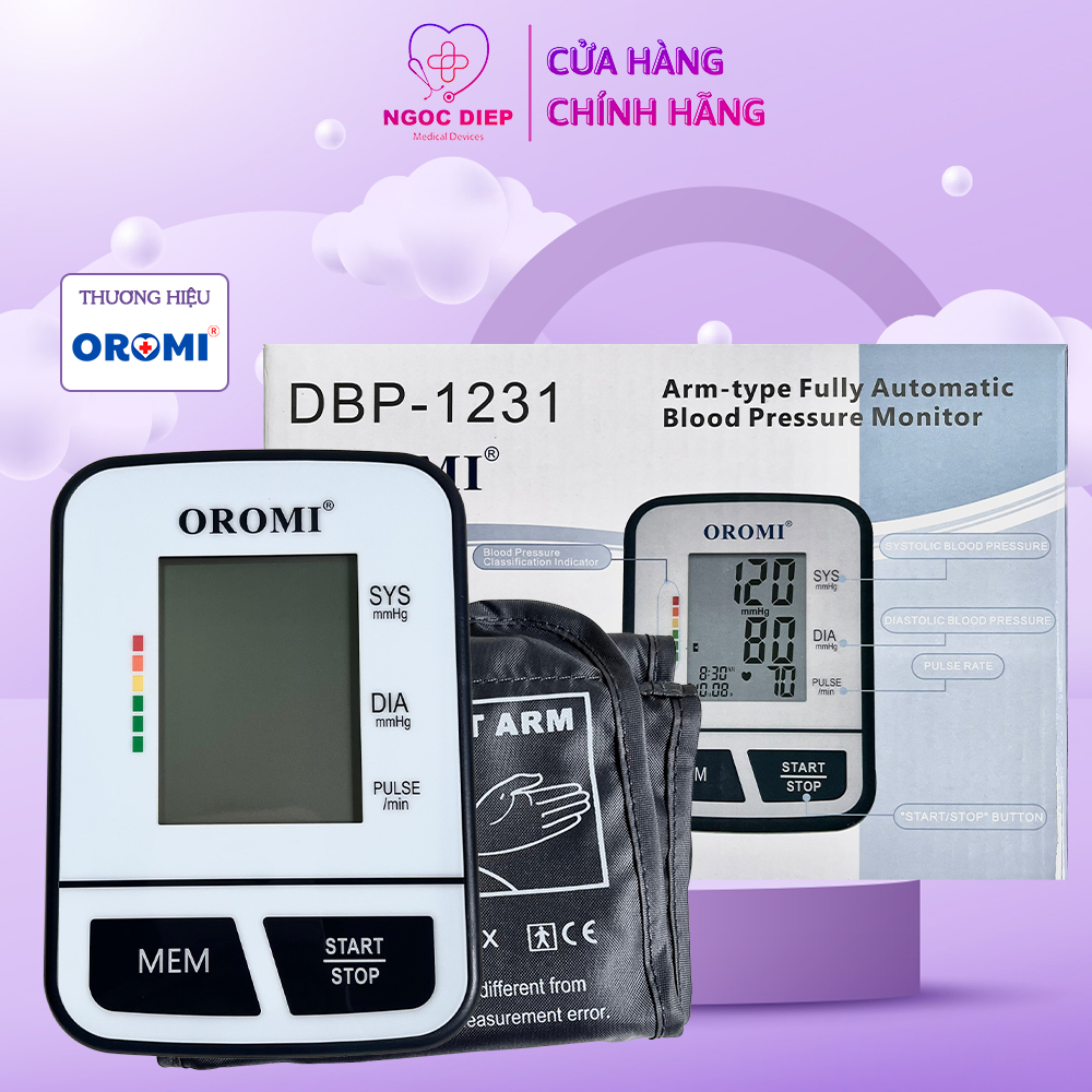 Máy đo huyết áp điện tử bắp tay OROMI DBP-1231 - Thiết bị theo dõi sức khỏe có trợ lý ảo tiếng Việt - Hàng chính hãng