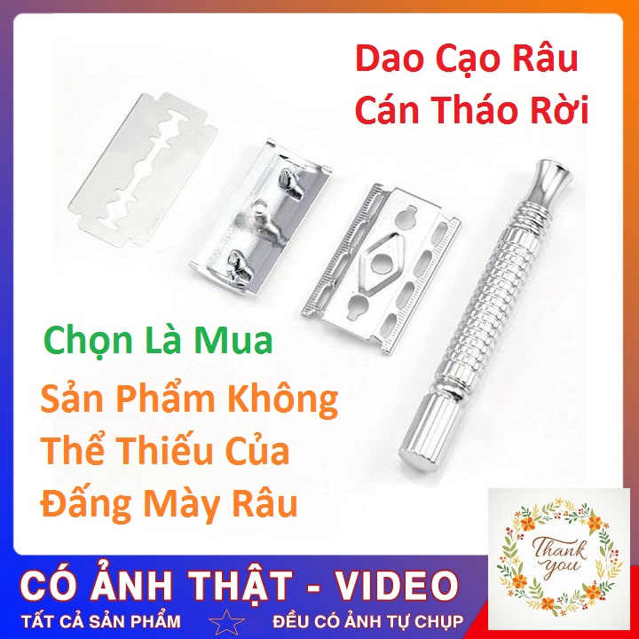 Dao Cạo Râu INOX Truyền Thống Phong Cách Vintage Cầm Chắc Tay Dễ Dàng Sử Dụng [ Video Ảnh Thật Sản Phẩm ]