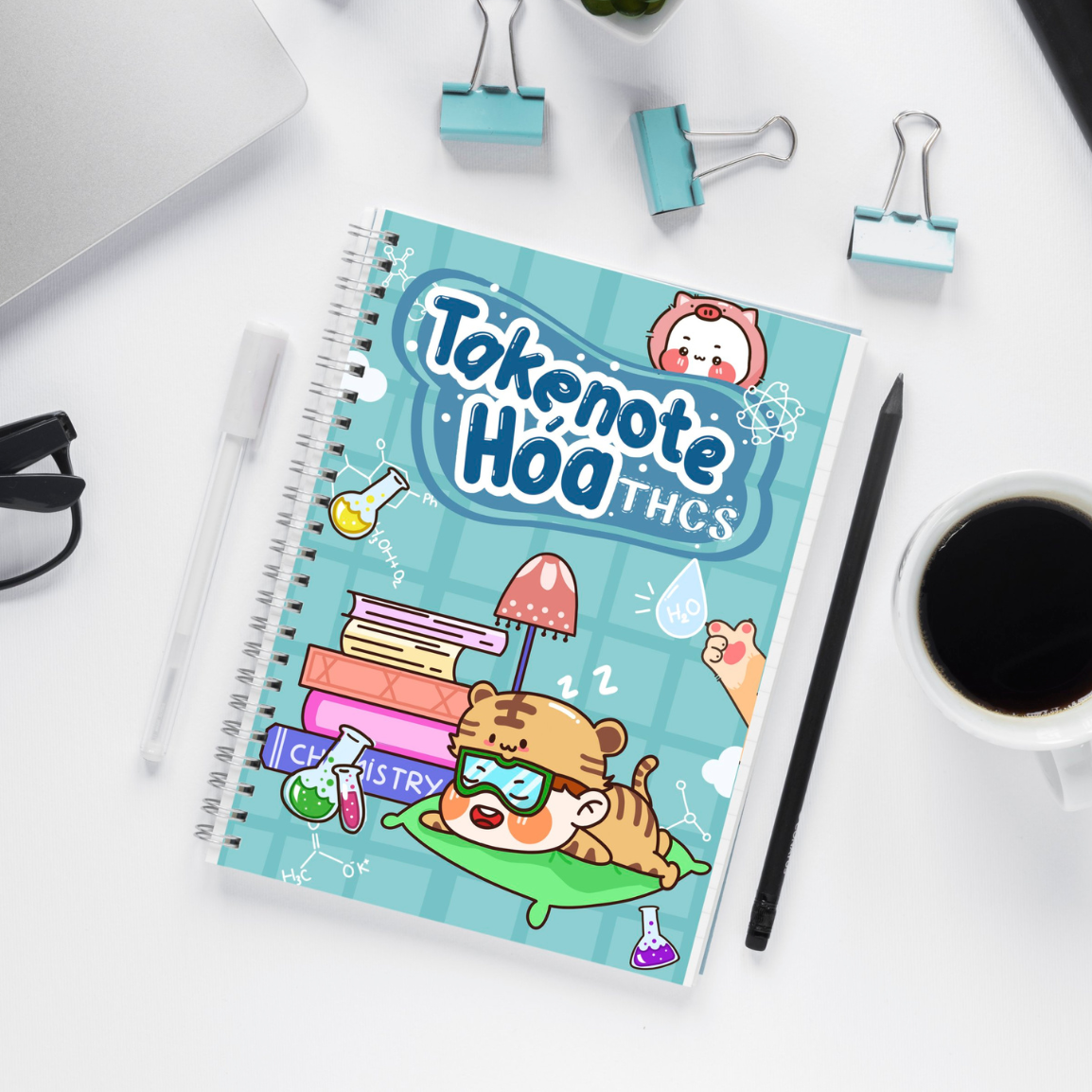Sổ tay ghi chú HOB takenote Hóa THCS , Khổ A5 đóng binder trang trí sẵn sticker
