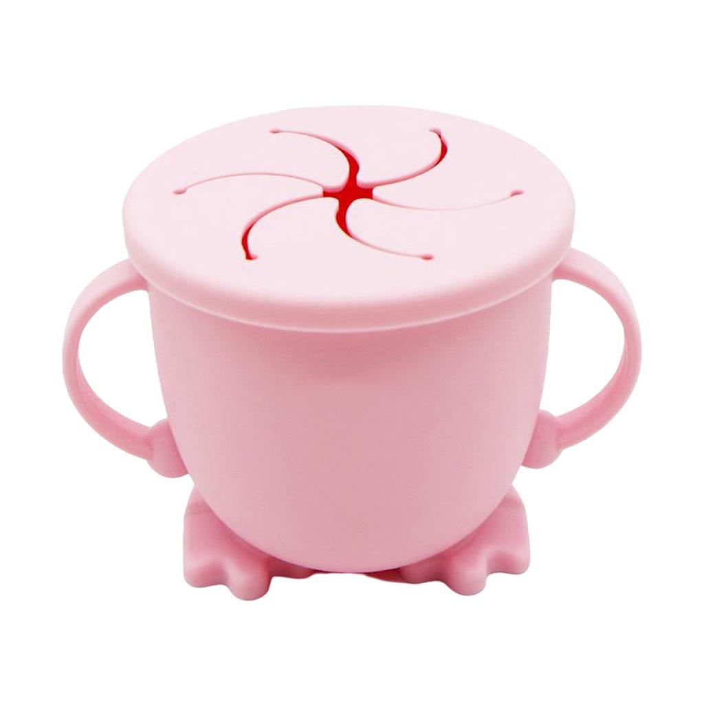 Baby Toddler Silicone With Lid Snack Food Bowl Portable Pink