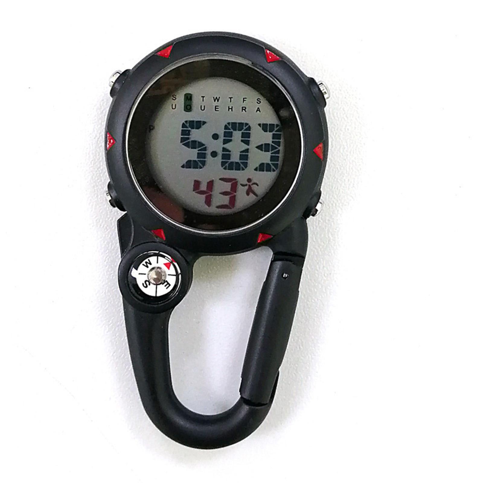 Digital Carabiner Watch Clip Unisex Pocket Watch Luminous for Outdoor Sports