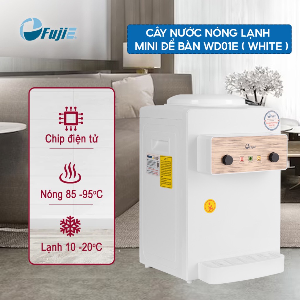 Cây nước uống nóng lạnh mini để bàn FUJIE WD01E nhập khẩu tự ngắt tiết kiệm điện - Hàng chính hãng