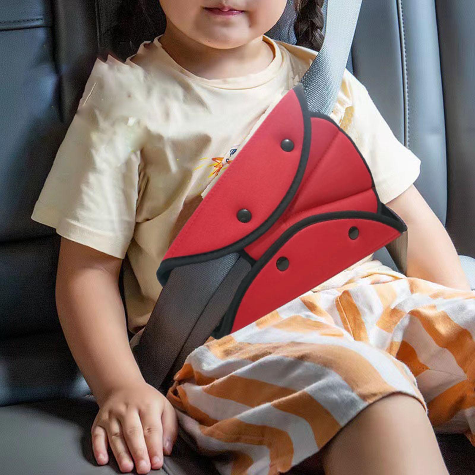 Car Seat Belt Adjuster for Kids Triangle Protector Pad Seat Belt Strap Cover Red