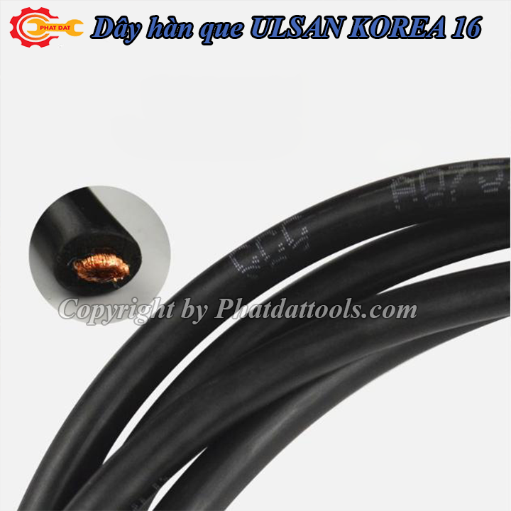 5m Dây hàn que ULSAN KOREA 16mm-Lõi đồng 100% nguyên chất, vỏ cao su mềm dẻo-Hàn que 1.6-3.2ly mát lạnh