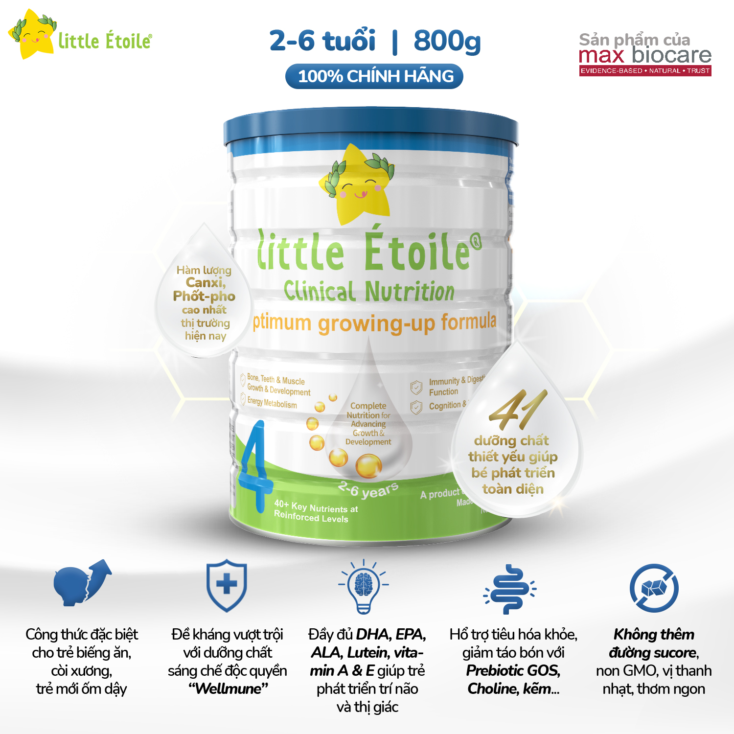 Combo 3 lon sữa bột ngôi sao nhỏ Little Étoile số 4 (2-6 tuổi) 800g