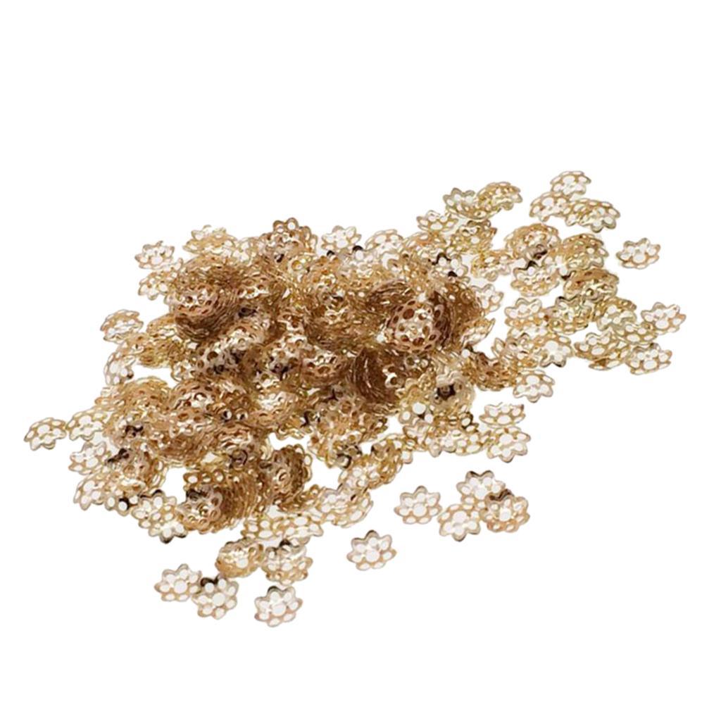600Pieces Iron Flower Beads Hat Beads Spacer for Jewelry Making 6mm 8mm