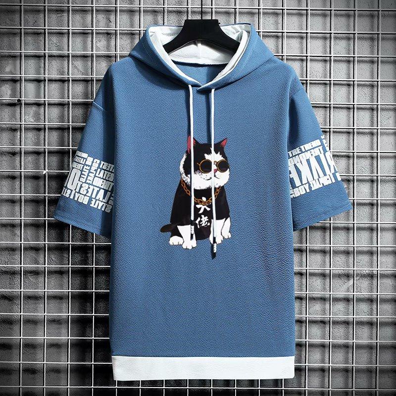 Áo Hoodie Ngắn Tay Form Rộng Phong Cách Hàn Quốc Dành Cho Nam