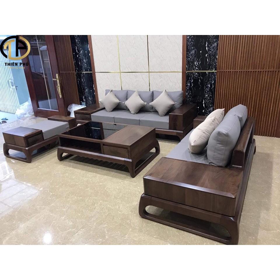 Sofa văng gỗ óc chó cao cấp TP-200 - sofa phòng khách đẹp hiện đại