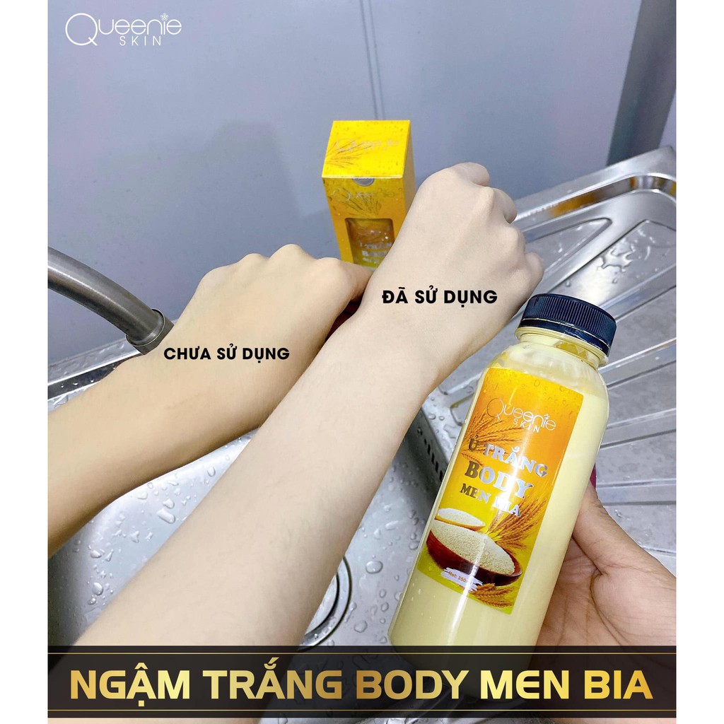 Ủ Trắng Body Men Bia Queenie Skin - Trắng Bật Tông Da Sau Lần Đầu Sử Dụng - 350 ML - Hàng Chính Hãng