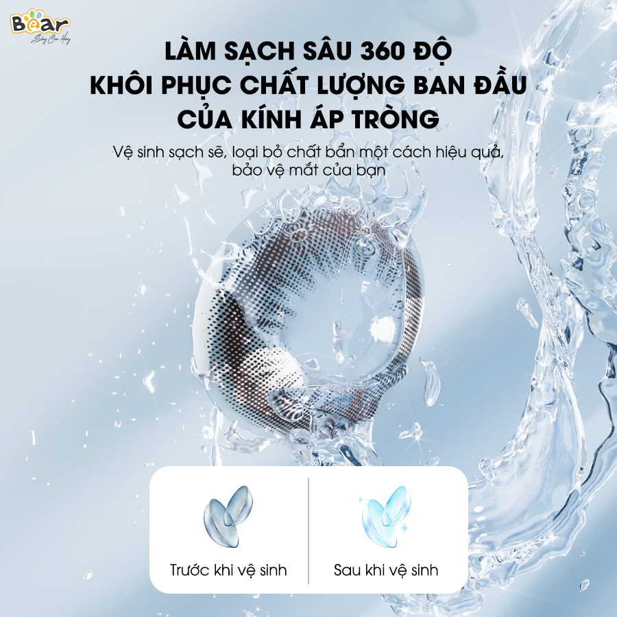 Máy Rửa Trang Sức Bằng Sóng Âm Bear Vệ Sinh Kính Mắt Lens Đồng Hồ Phụ Kiện Trang Sức Cọ Trang Điểm SB-MR038 HÀNG CHÍNH HÃNG