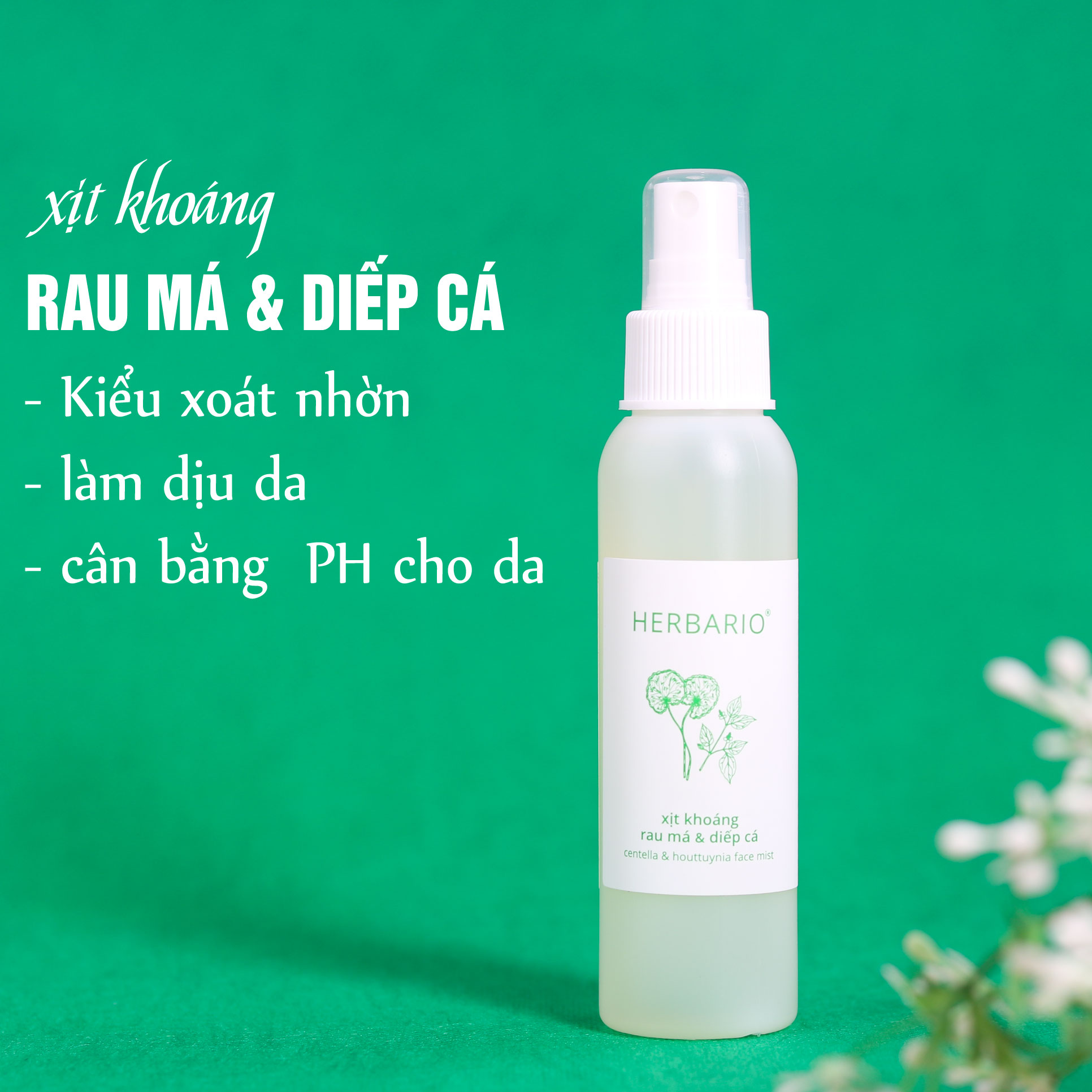 Xịt khoáng rau má &amp; diếp cá herbario 100ml cấp ẩm danh cho da mụn Thuần chay