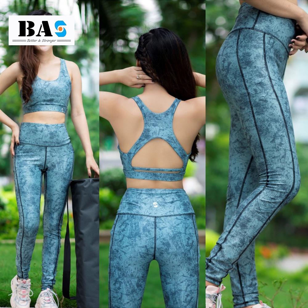 Set thể thao cách điệu tập gym yoga sport bra dáng croptop phối legging nâng mông cạp cao tôn dáng - S40037