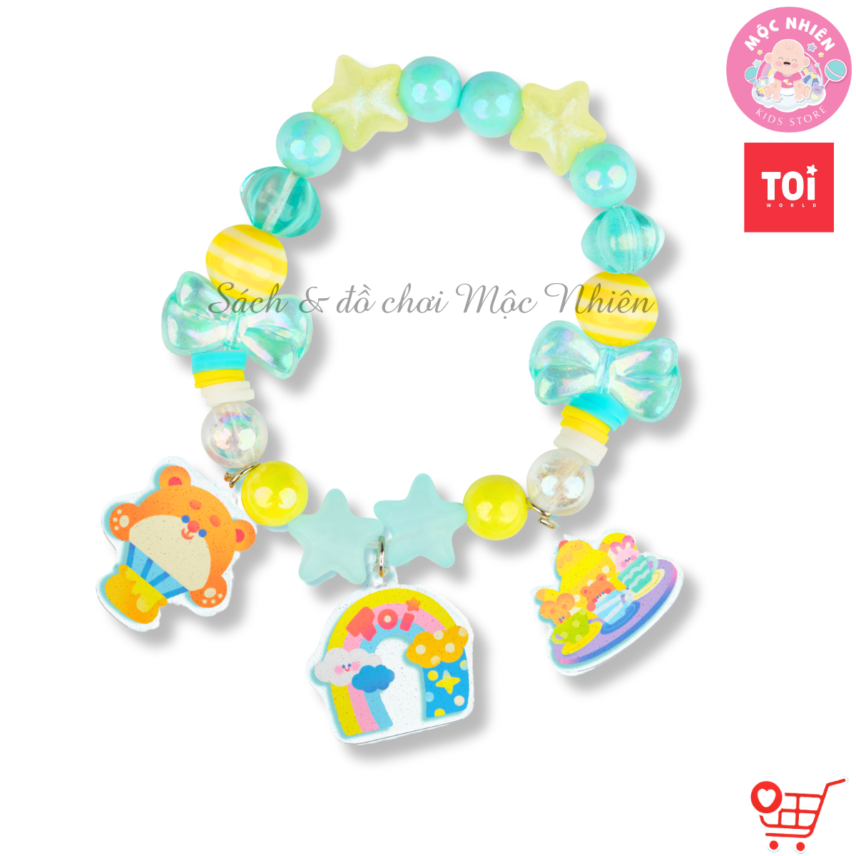 Đồ chơi vòng tay charm chính hãng TOI - Vòng tay thủ công cho bé gái DIY 3 chủ đề bé tự xỏ dây luồn hạt