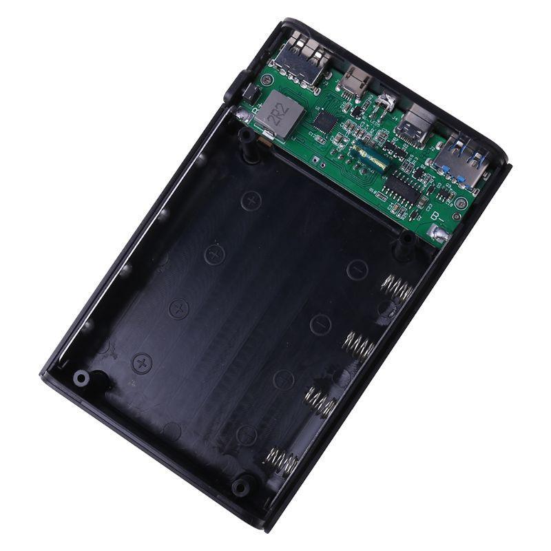 Cục Sạc Dự Phòng QC3.0 4 Pin 18650 Có Đèn led Cổng USB Loại C PD DIY