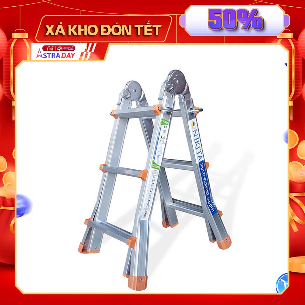 Thang nhôm trượt đa năng, khóa tự động, nhiều tư thế sử dụng, Hàng chính hãng NIKITA