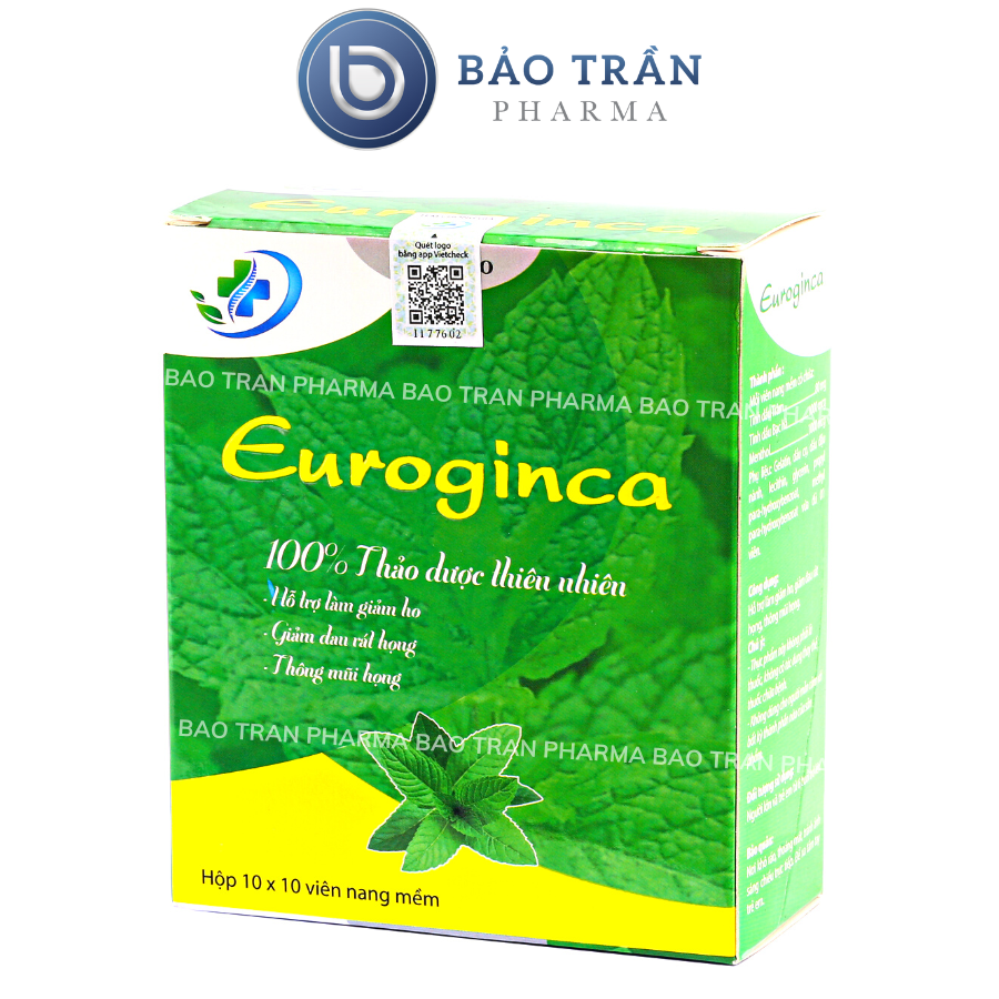 Viên Uống Euroginca giảm ho, thông mũi họng, giảm đau rát họng (Hộp 100 viên)
