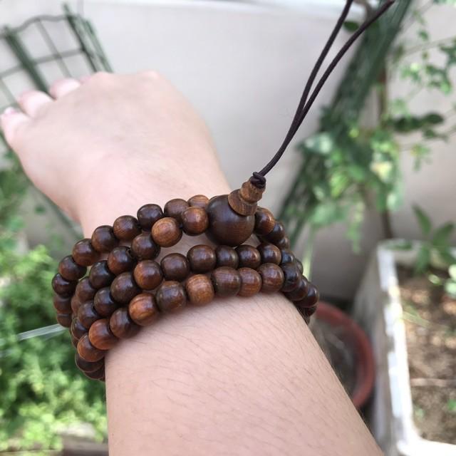 Vòng tay/vòng cổ 2 trong 1 với 108 hạt gỗ Bách Xanh  Mùi thơm dễ chịu, An Yên, May Mắn - Bracelet of HAHANCO