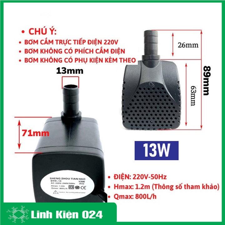 Máy bơm nước chìm mini 4W 7W 13W 16W 18W 25W 30W điện 220V, Bơm quạt hơi nước, Bể cá thủy sinh, Hòn non bộ