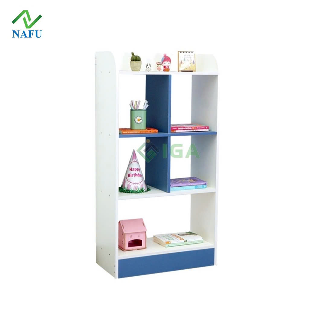 Kệ Sách, Tủ Sách Cho Bé Dễ Thương Tông Màu Trắng Xanh Tươi Sáng  GP139