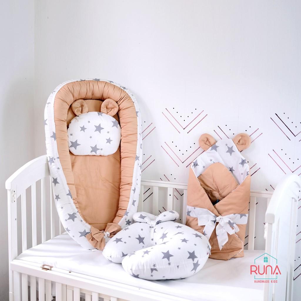 Nôi vải ngủ chung giường cho bé RUNA KIDS chất liệu vải Satin cao cấp mềm mịn thoáng mát an toàn cho da bé