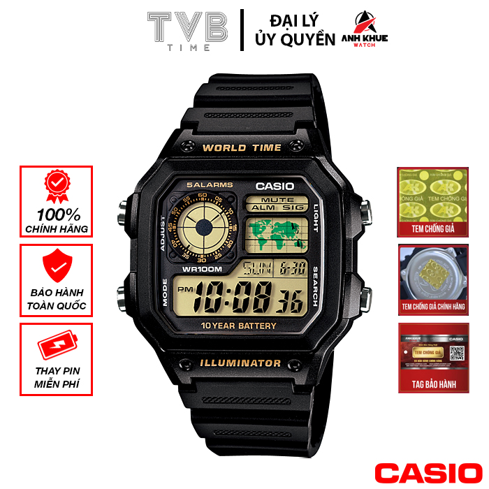 Đồng hồ nam dây nhựa Casio AE-1200WH-1BVDF