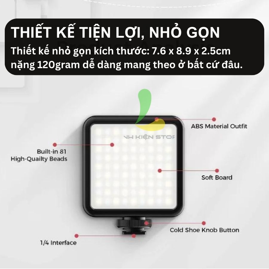 Đèn hỗ trợ quay phim chụp ảnh ULANZI VIJIM VL81 - Đèn Led quay vlog tích hợp pin sạc 3000mAh - Hàng nhập khẩu