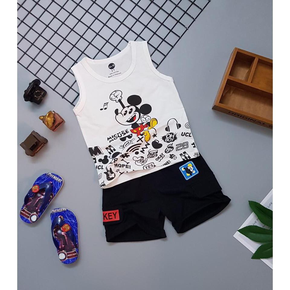 SÉT BỘ THUN BA LỖ CHUỘT MICKEY BÉ TRAI