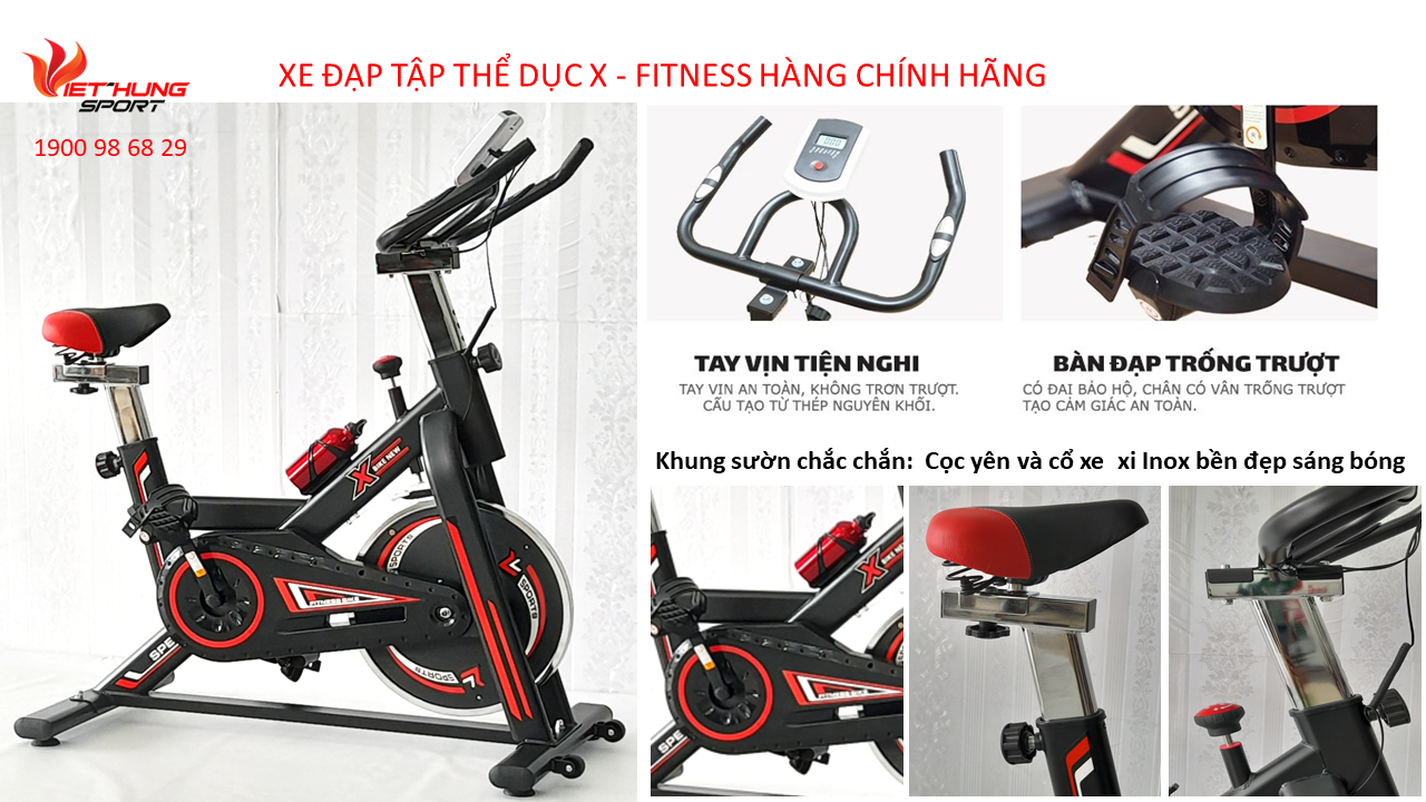 Xe Đạp Tập Thể Dục FitNess - Bánh Đà Đúc Nguyên Khối. Có Đo Nhịp Tim