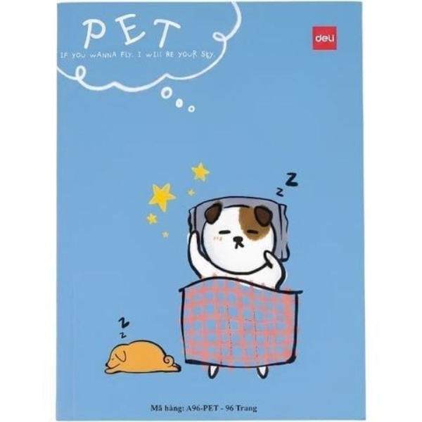 Tập Học Sinh - 4 Ô Ly Vuông - 96 Trang 120gsm - Deli CNA96-PET (Mẫu Bìa Giao Ngẫu Nhiên)