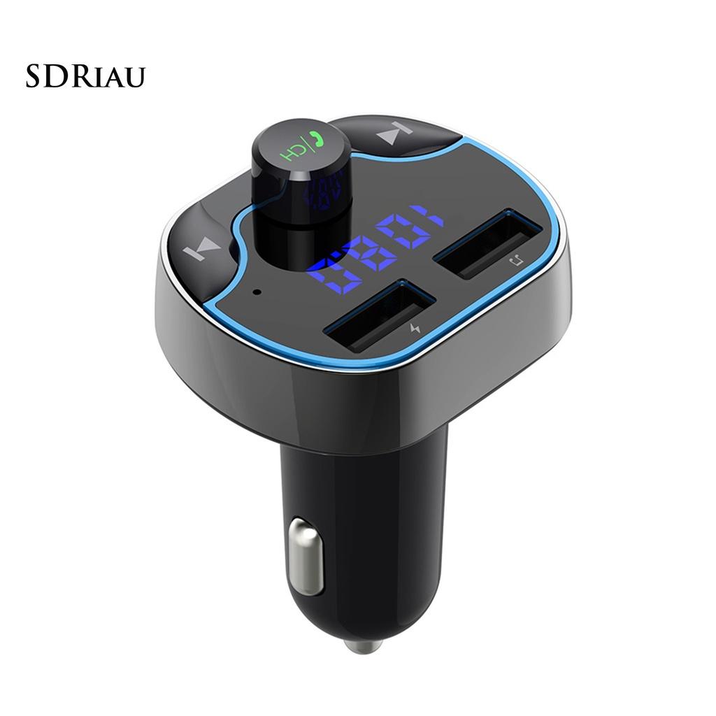 *QCDZ* T24 Bluetooth Player Noise Reduction Handsfree Black FM Transmitter Support U Disk TF Card Charger for Car