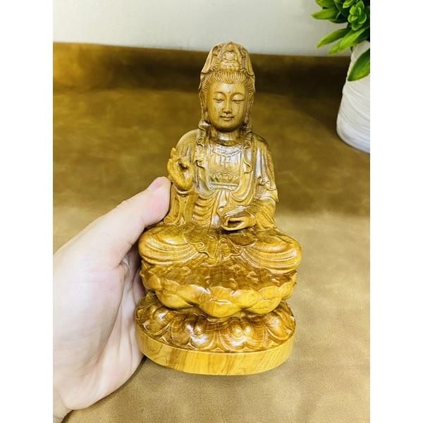 Tượng phật Bà Quan Âm - gỗ bách xanh, có mùi thơm để ô tô, bàn làm việc