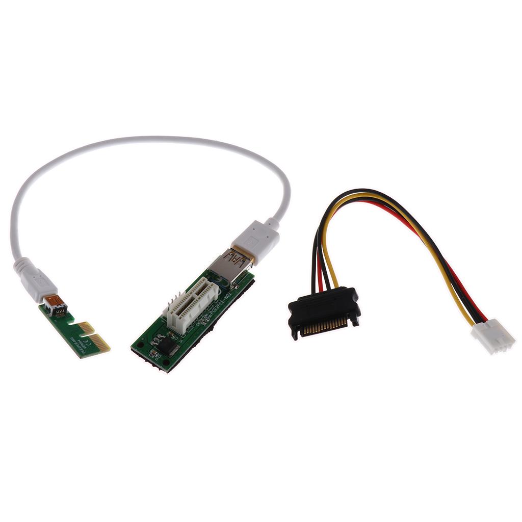 PCI Express PCI-E 1X Riser Card Extender Adapter USB3.0 Cable &Power Cord