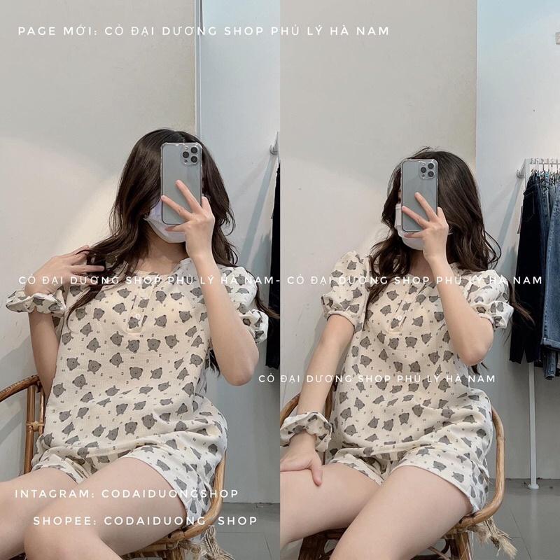 Bộ ngủ xốp cộc cổ tròn