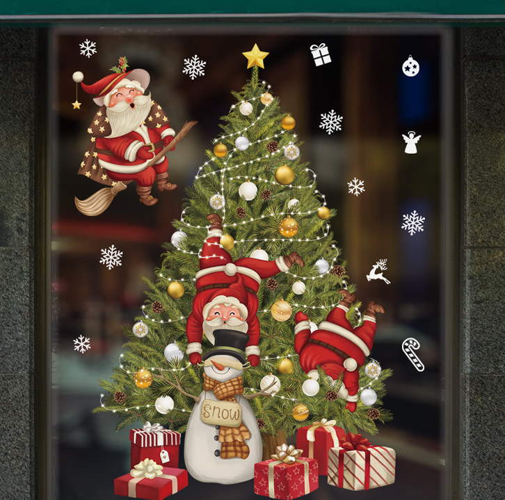 Decal trang trí Noel - Ông già Noel trên cây thông