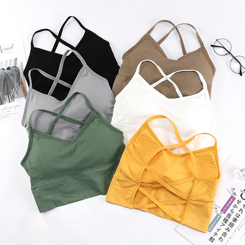 Phụ nữ băng qua dây đeo thể thao áo ngực không dây đẩy lên áo bra liền kề với pad strappy lưng cho phòng tập thể dục thể thao Brassiere Color: Gray 2
